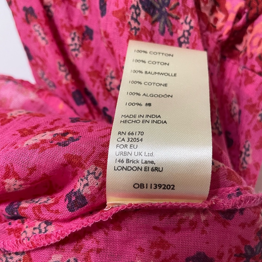 FREE PEOPLE Jenna Floral Ruffle Blouse Raspberry Red Flowy Feminine Size Small - Picture 11 of 15